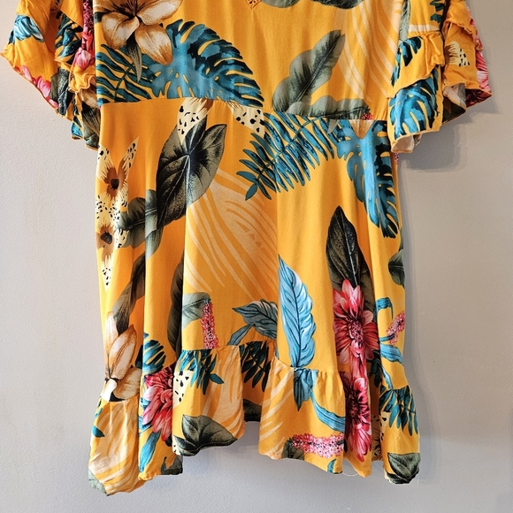 Label Of Love Tropical Floral Print Casual Short Sleeve Mini Dress Size Medium - Picture 5 of 13